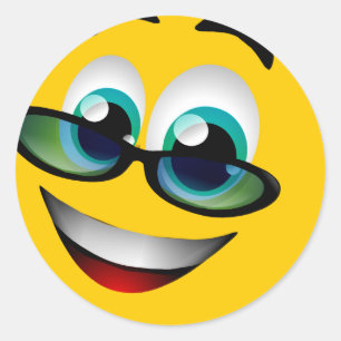 GESICHT MIT GLAS RUNDER AUFKLEBER