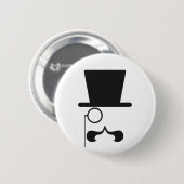 Gesicht mit Hut, dem Schnurrbart und Singlebrille Button (Vorne & Hinten)