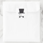 Gesicht mit Hut, Schnurrbart und Single Quadratischer Aufkleber (Tasche)