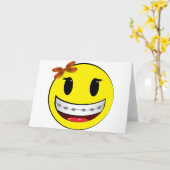 Gesicht mit Klammern - Mädchen Karte (Gelbe Blume)