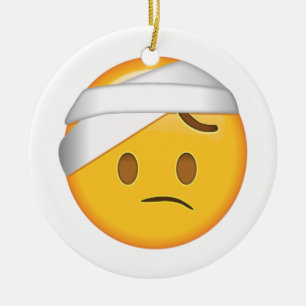 Gesicht mit Kopfband - Emoji Keramik Ornament