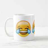 Gesicht mit Rissen der Freude Emoji Kaffeetasse (Links)