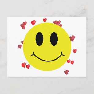 Gesicht mit roten Herzen Postkarte
