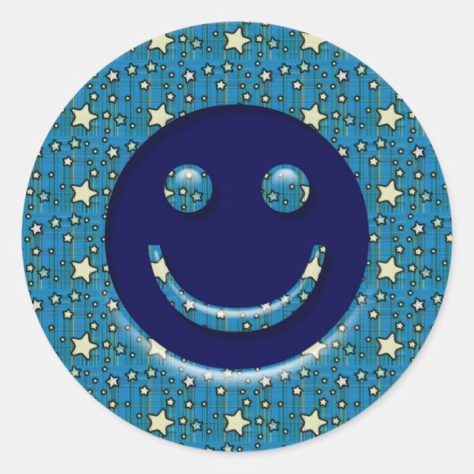 GESICHT MIT STERNEN RUNDER AUFKLEBER (Vorderseite)