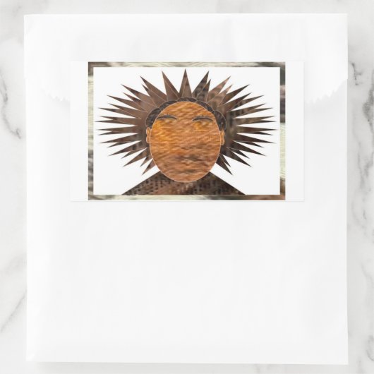 Gesicht mit wilden Haaren. Rechteckiger Aufkleber (Tasche)