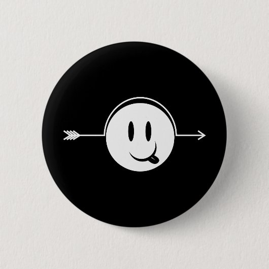 Gesicht ~ Pfeil durch Kopf-Witz Button (Vorderseite)