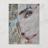 Gesicht und Worte Abstrakte Mixed-Media-Collage Postkarte (Vorderseite)