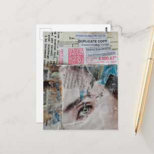 Gesicht und Wörter Duplikat Kopie Mixed Media Coll Postkarte