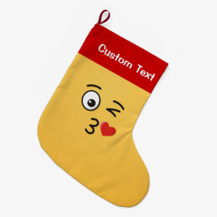 Gesicht werfen einen Kuss Kleiner Weihnachtsmann S Großer Weihnachtsstrumpf