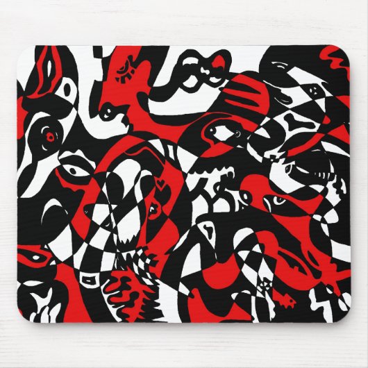 "Gesichter" Abstrakte Kunst Mousepad (Vorne)