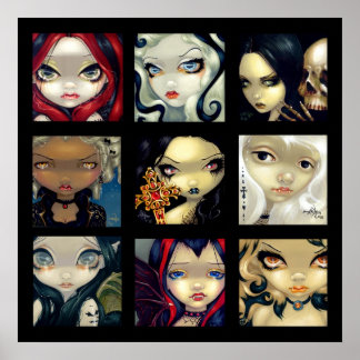 Gesichter der Fee Vampire #1 ART PRINT gotische Mä Poster