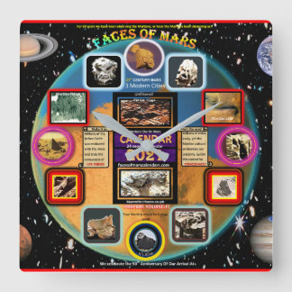 Gesichter der Mars-Acrylmauer Quadratische Wanduhr