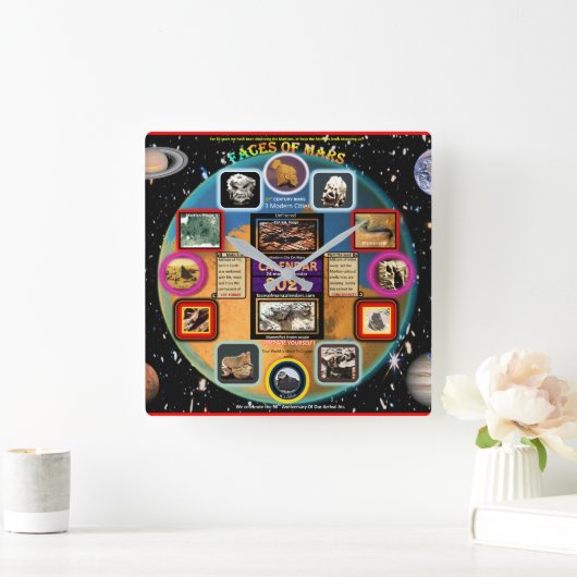 Gesichter der Mars-Acrylmauer Quadratische Wanduhr (Zuhause)