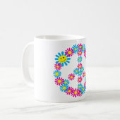 Gesichter des Blumen-Friedenszeichen-w Kaffeetasse (Vorderseite Links)