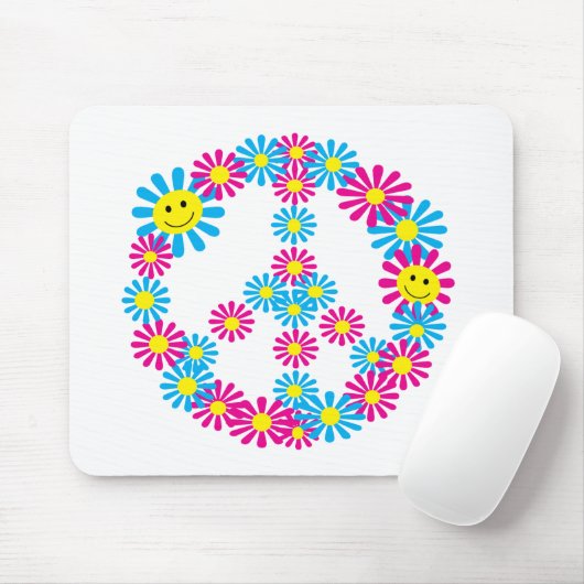 Gesichter des Blumen-Friedenszeichen-w Mousepad (Mit Mouse)