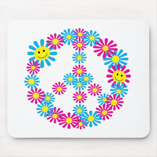 Gesichter des Blumen-Friedenszeichen-w Mousepad (Vorne)