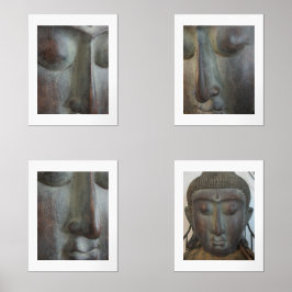 Gesichter des Buddha-Set von vier natürlichen Bilderwand Sets