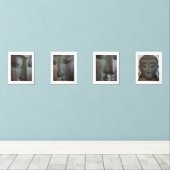 Gesichter des Buddha-Set von vier natürlichen Bilderwand Sets (Holzboden)
