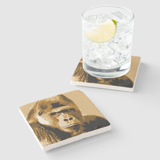 Gesichter des Gorillas Steinuntersetzer (Seitenansicht)