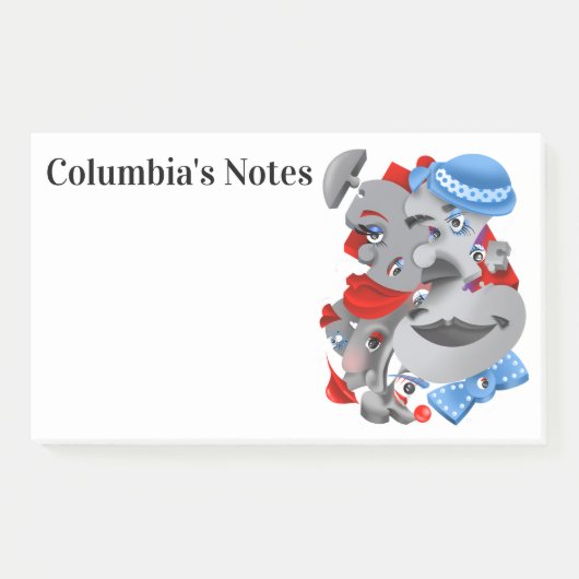 Gesichter des surrealen Puzzles nach den Hinweisen Post-it Klebezettel (Vorderseite)