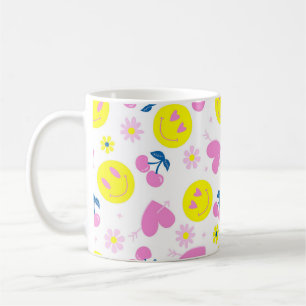 Gesichter, Herz und Kirschdesign Tasse