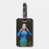 Gesichter hinter dem Rücken ziehen Gepäckanhänger (Rückseite vertikal)