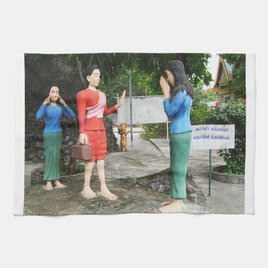 Gesichter hinter dem Rücken ziehen Geschirrtuch (Horizontal)