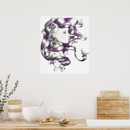 Gesichter lila poster (Küche)