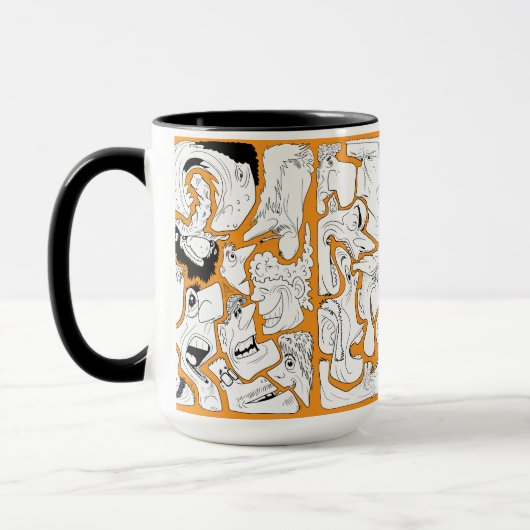 Gesichter Linienkunst Orange Tasse (Links)