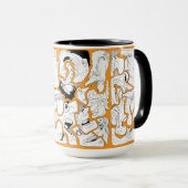 Gesichter Linienkunst Orange Tasse (VorderseiteRechts)