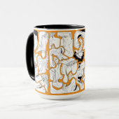 Gesichter Linienkunst Orange Tasse (Vorderseite Links)