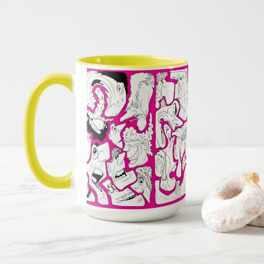 Gesichter Linienkunst PinKo Tasse (Mit Donut)