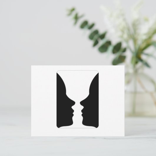 Gesichter oder Vase- Illusion von zwei Gesichtern Postkarte (Stehend Vorderseite)