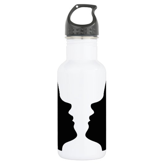 Gesichter oder Vasenillusion von zwei Gesichtern Edelstahlflasche (Vorderseite)