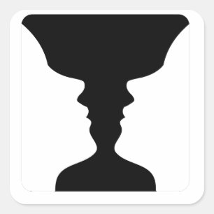 Gesichter oder Vasenillusion von zwei Gesichtern Quadratischer Aufkleber