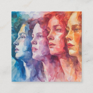 Gesichter von Frauen - Aquarellmalerei Begleitkarte
