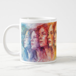 Gesichter von Frauen - Aquarellmalerei Jumbo-Tasse