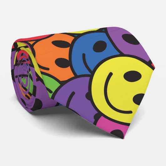 Gesichts-Retro Hippie-Muster Krawatte (Gerollt)