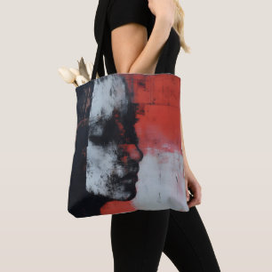 Gesichts- und Abstrakt-rote Kunst Tasche
