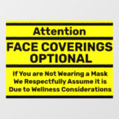 Gesichtsabdeckung erforderlich - ärztliche Befreiu Fensteraufkleber (Blatt)