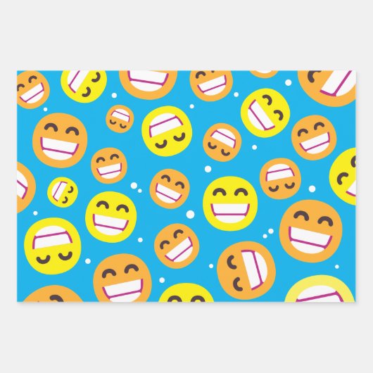 Gesichtsausdruck Lächelnde Augen Emojis Editable F Geschenkpapier Set (Vorderseite 3)
