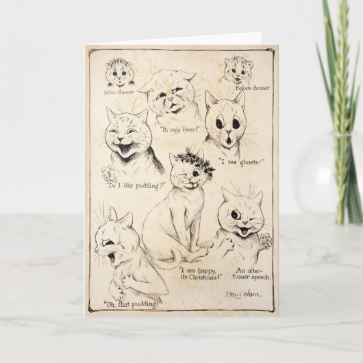 Gesichtsausdrücke verschiedener Katzen, Louis Wain Karte (Vorderseite)