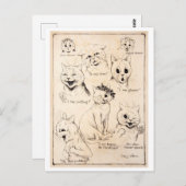 Gesichtsausdrücke verschiedener Katzen, Louis Wain Postkarte (Vorne/Hinten)
