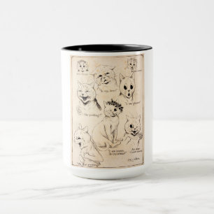 Gesichtsausdrücke verschiedener Katzen, Louis Wain Tasse
