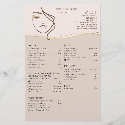 GESICHTSBEHANDLUNGEN Schönheitssalon-Flyer Flyer (Vorne)