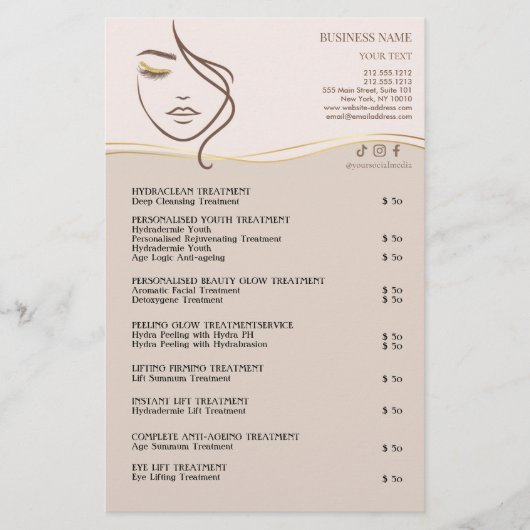 GESICHTSBEHANDLUNGEN Schönheitssalon-Flyer Flyer (Vorne)