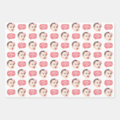 Gesichtsfoto & Wortblase Pink Geschenkpapier Set (Vorderseite)