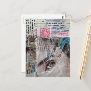 Gesichtskonto-Abstrakt-Mixed-Media-Collage Postkarte