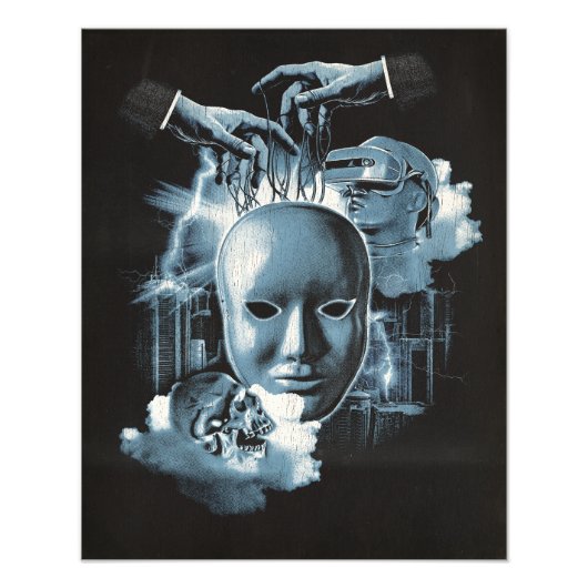 Gesichtslos - Design von Techno-Goth Streetwear Fotodruck (Vorne)