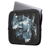 Gesichtslos - Design von Techno-Goth Streetwear Laptopschutzhülle (Vorderseite Links)
